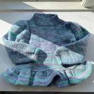 Håndstrikket Peplum sweater med glimmer, Merino str. 1-2 år