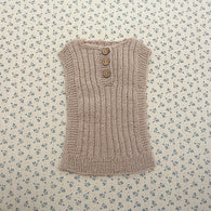 Håndstrikket beige vest - Merino uld, 6 mdr