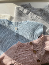 Håndstrikket rosa cardigan, Merino str. 56