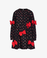 Sissel Edelbo Bow MINI Dress - Black w. Red Roses