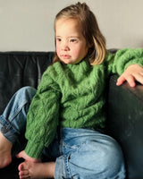 Håndstrikket Olive Sweater, Merino & Silk Mohair str. 4 år