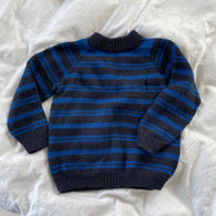 Håndstrikket stribet sweater i uld str. 5-6 år