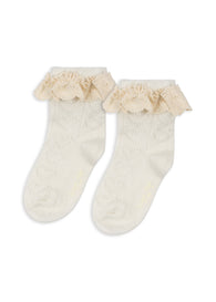 Konges Sløjd Holiday Wool Pointelle Socks - Beige