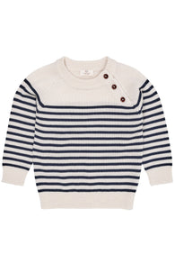 Copenhagen Colors Merino Classic Striped Pullover - Cream/Navy stripe