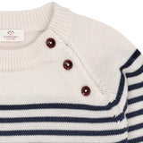 Copenhagen Colors Merino Classic Striped Pullover - Cream/Navy stripe